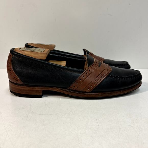 VERY GOOD Rancourt & Co. x Polo Ralph Lauren Penny Loafers Black / Brown USA 9 - Picture 3 of 12